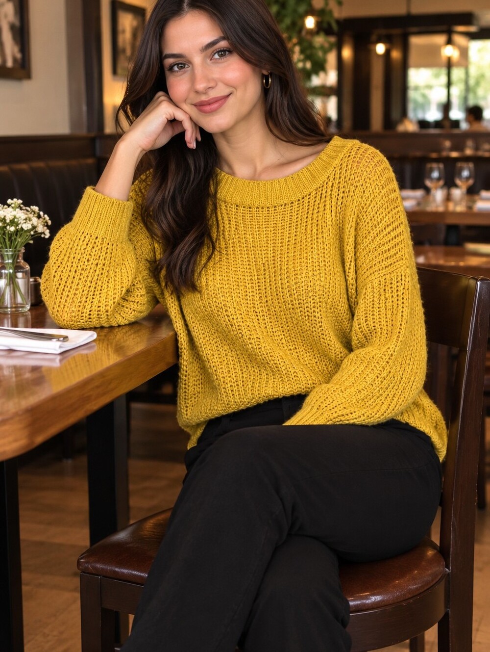 Miracle Mustard Color Knit Cotton Blend Fall NWT Sweater Size S/M